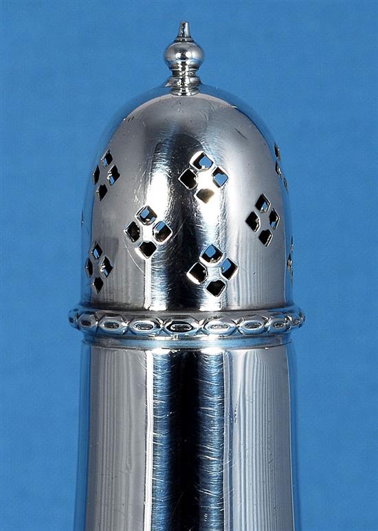 An Irish silver sugar caster, by Jewellery & Metal Manufacturing Co, Height 150mm Weight 5.8oz/183grms